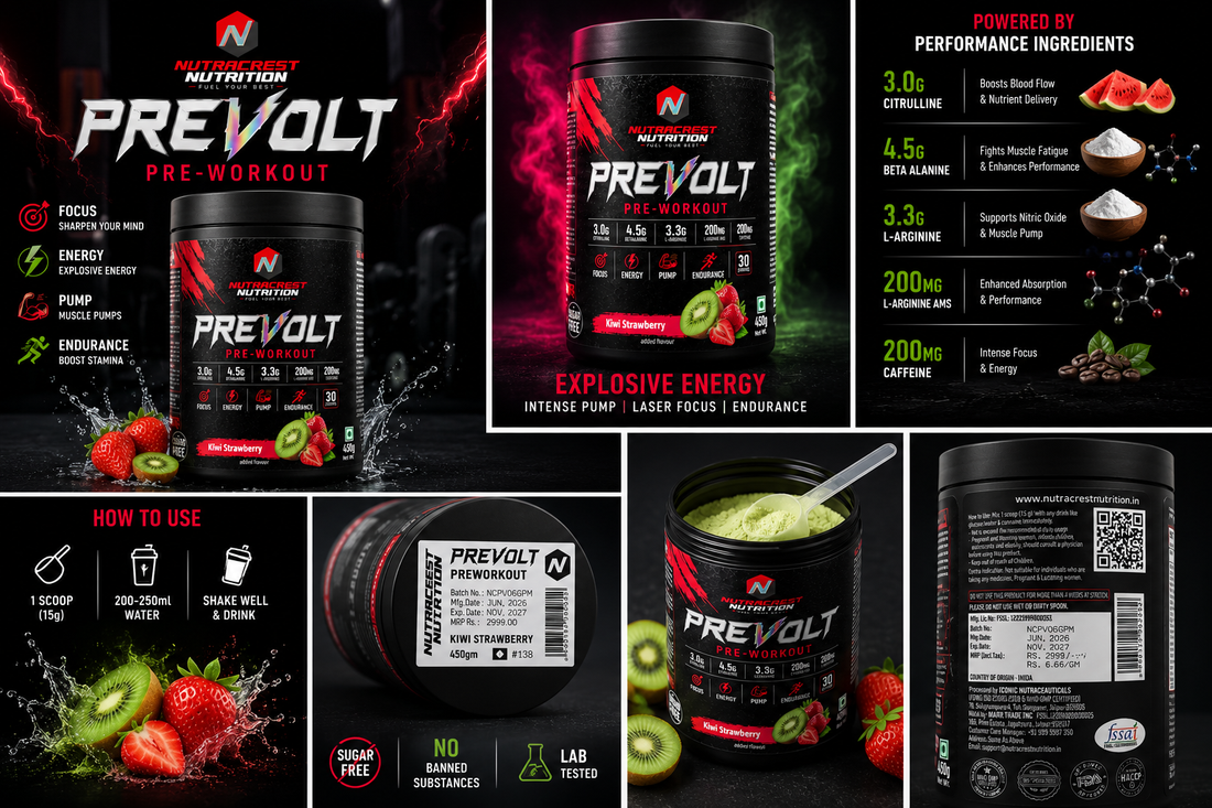 PREVOLT Pre-Workout – Kiwi Strawberry (450g)